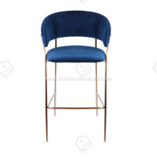 Blue faux leather bar stool